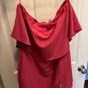 Strapless pink mini dress